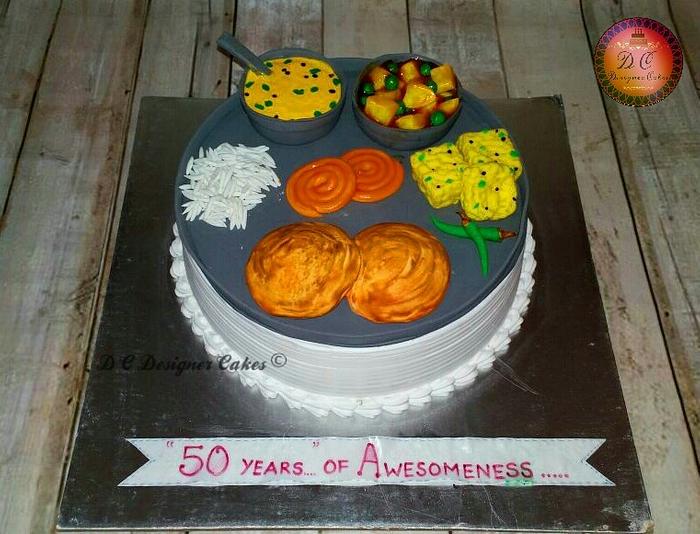 Gujarati thali theme cake 