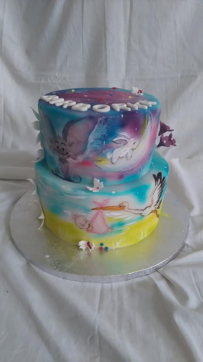Hand painted cake