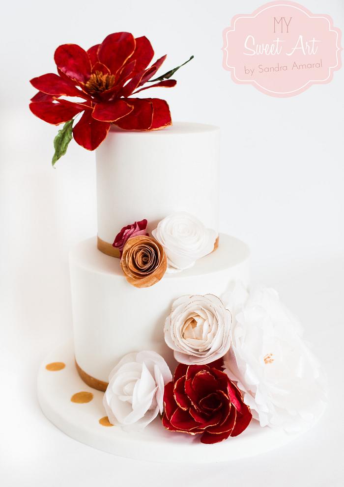 Wafer Paper Flowers Cake
