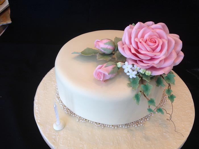 Pink rose cake