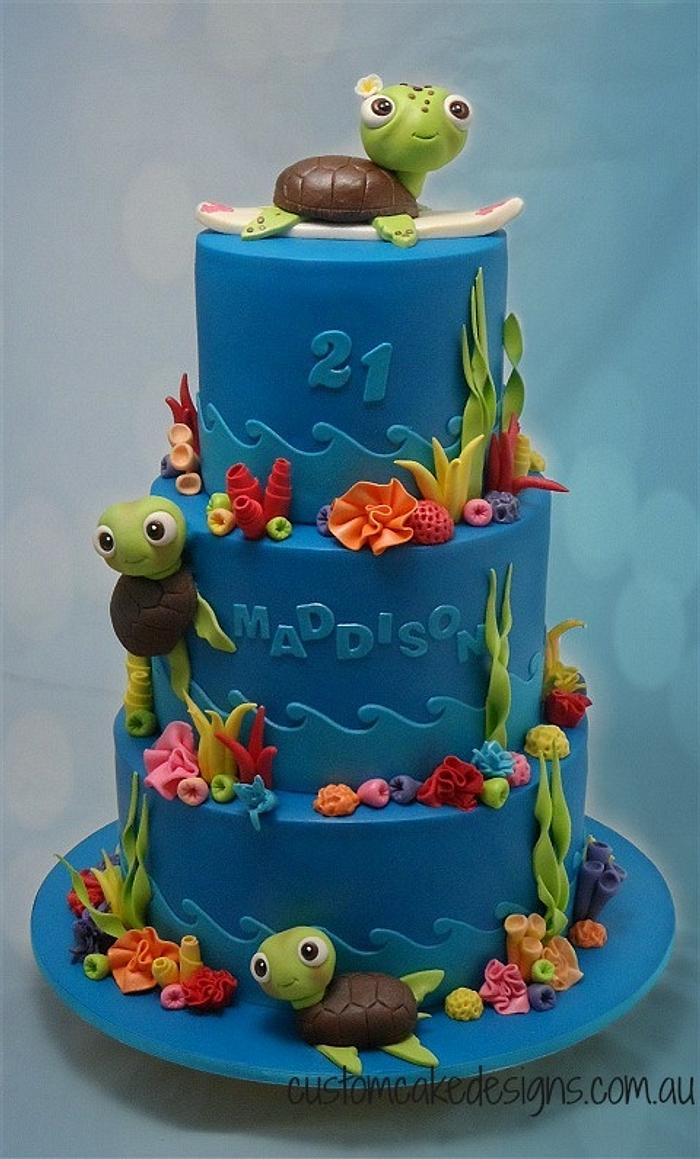 Turtle 21st Cake