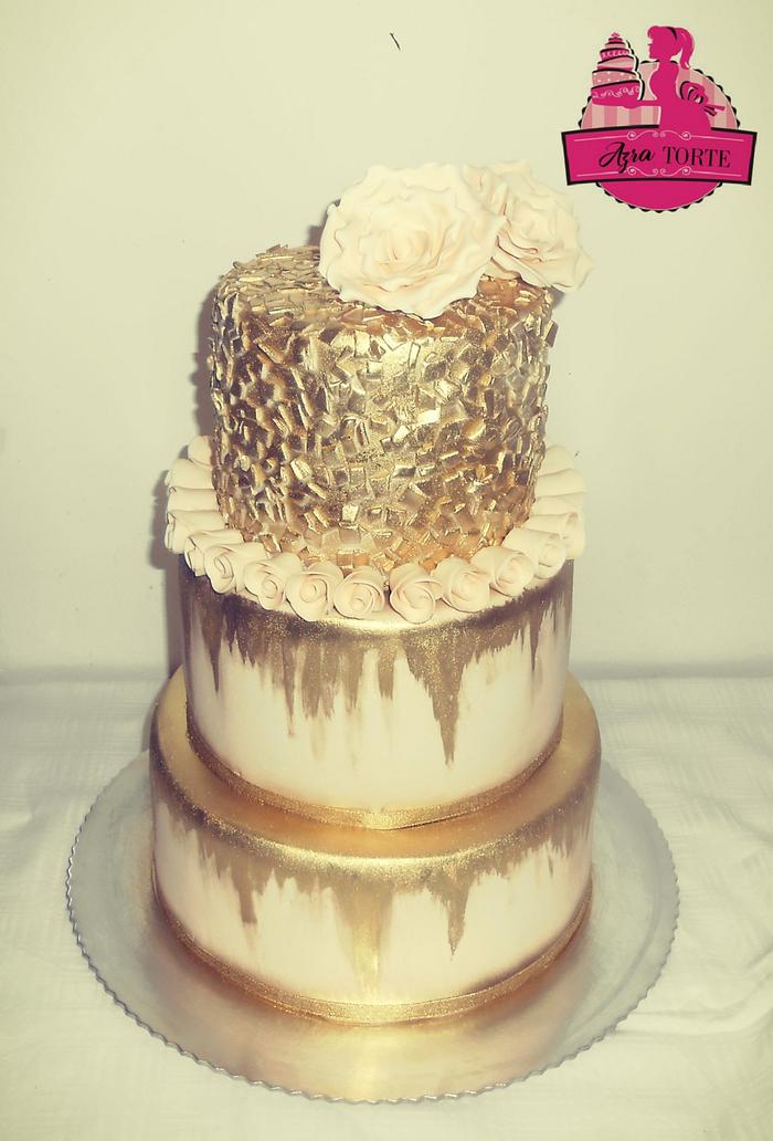 Gold beige wedding cake