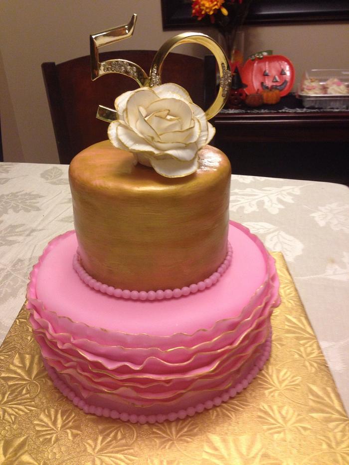 Gold and pink cake 