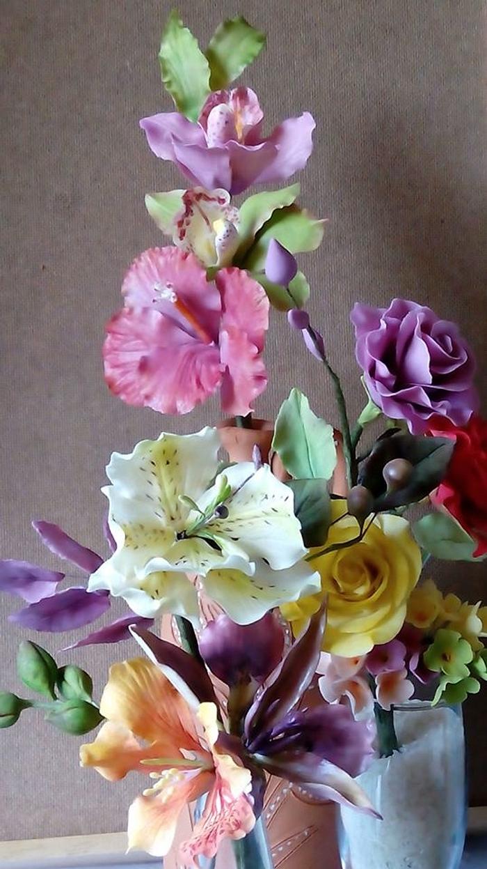 Sugar paste flower arrangement