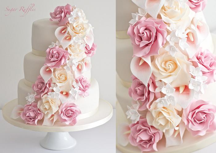 Dusky Pink Cascade Wedding Cake