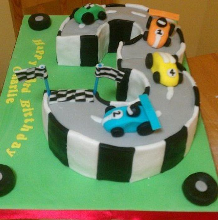 3rrd Birthday race track cake