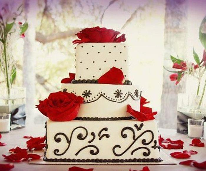 Red and Black wedding cake