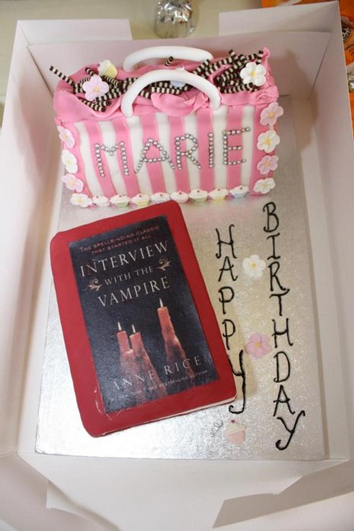Bag and book cake