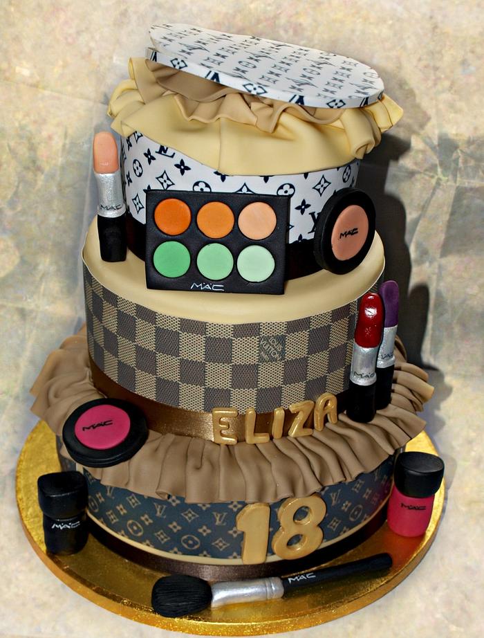Louis Vuitton and Mac makeup theme cake - Decorated Cake - CakesDecor