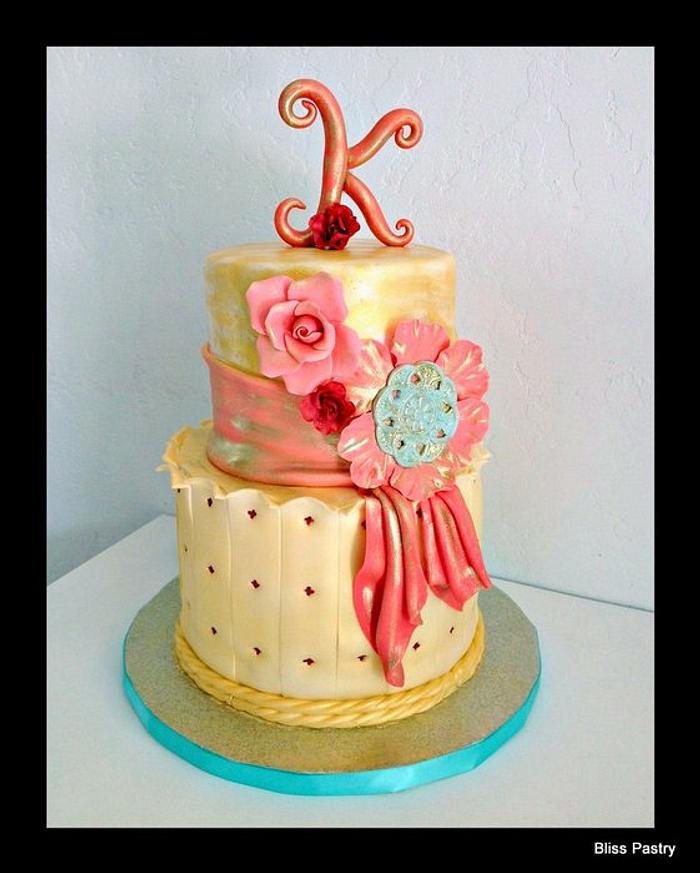Coral And Gold Birthday