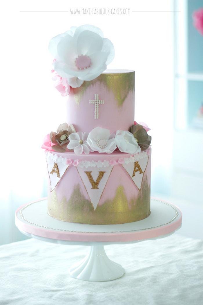 Glam Baptism Cake 