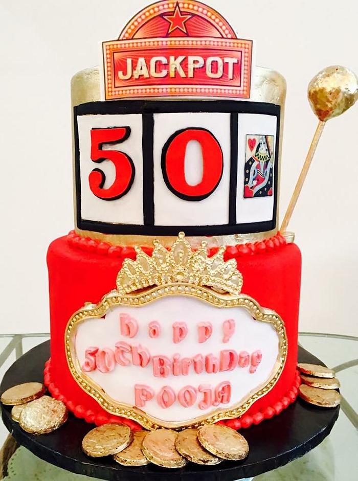 50th birthday jackpot themed cake 