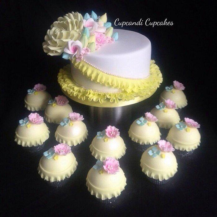 Pretty petals pastel cake & cupcakes 