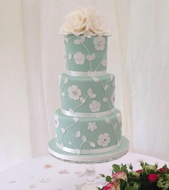 Aqua wedding cake