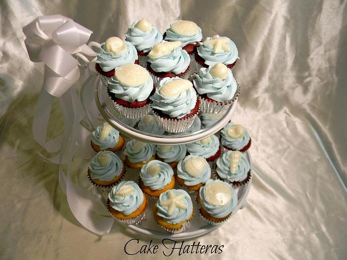 Icy Blue, Beach Wedding Cupcakes