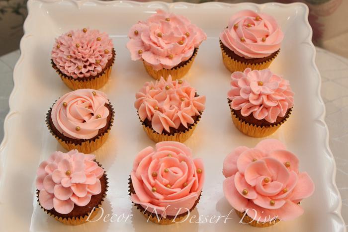 Pink Buttercream Cupcakes 