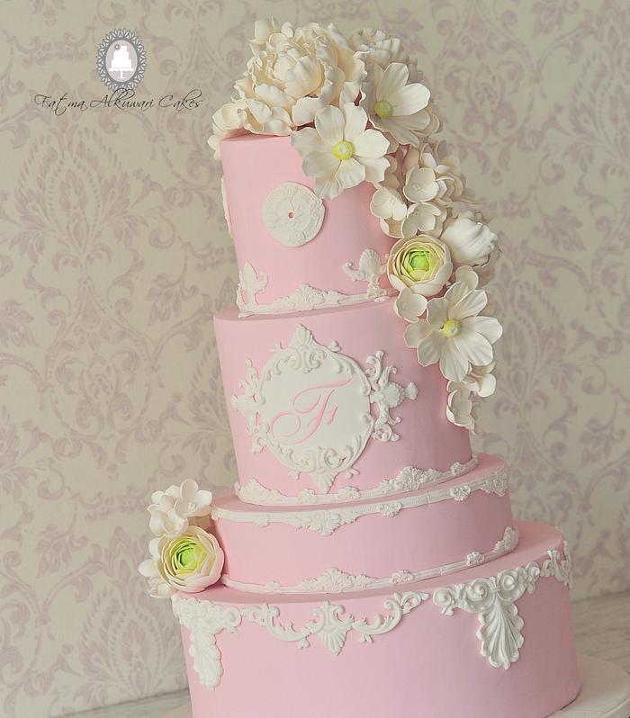 pink and white cake