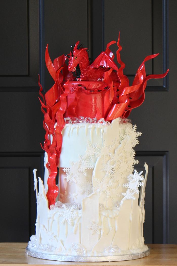 Fire and Ice Dragon cake
