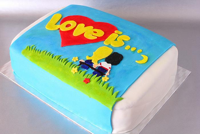 "Love is..." wedding cake