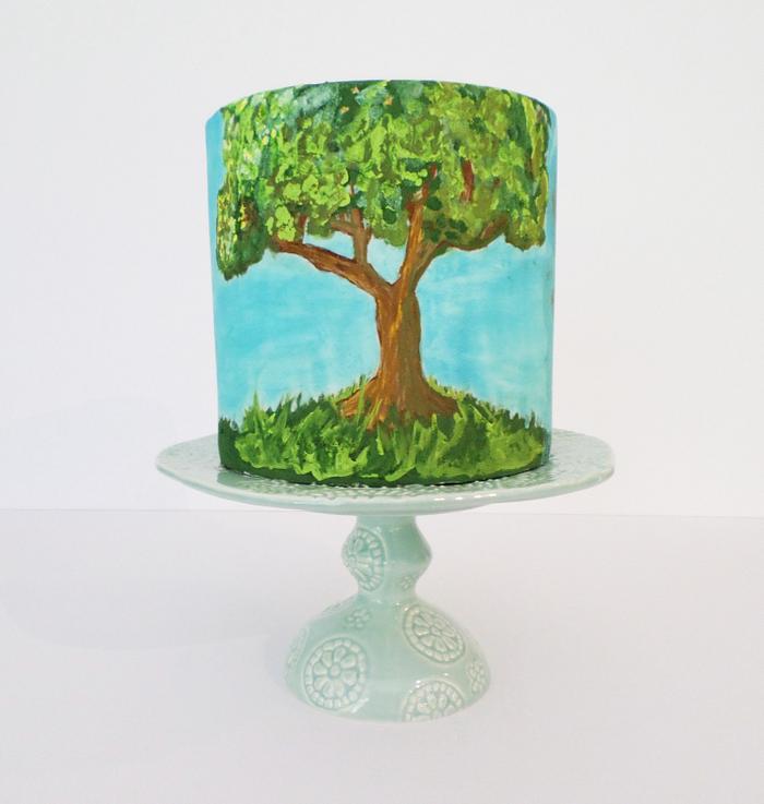 Hand Pianted Tree Cake