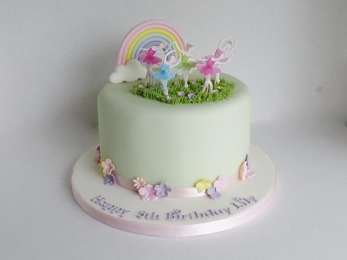 Rainbow ballerina cake