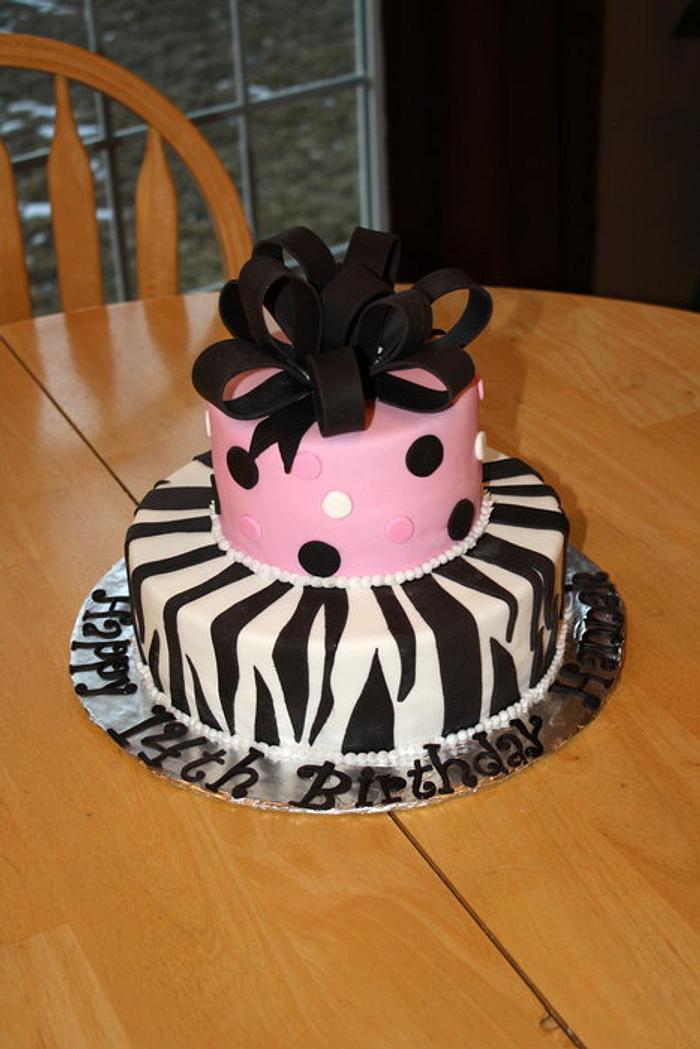 Happy 14th Birthday Zebra Cake