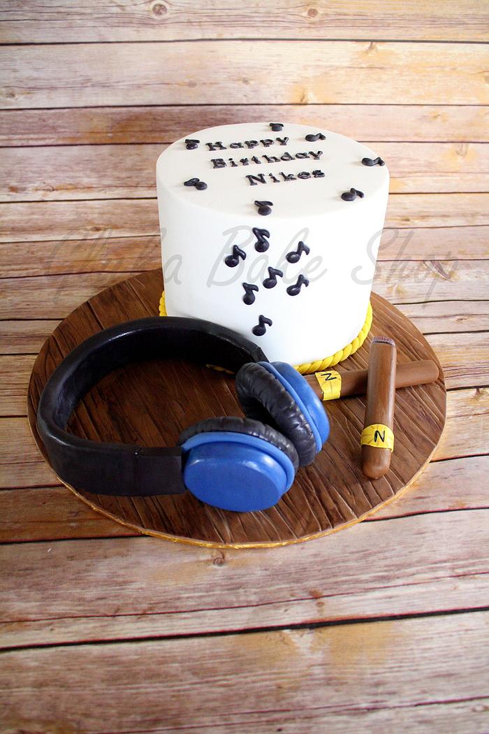 Music & Cigar Enthusiast's Birthday Cake