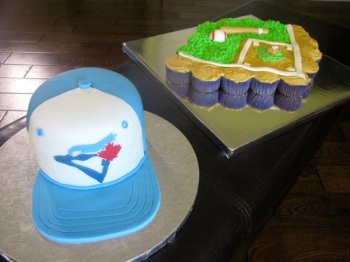 Blue Jays Baseball Cake and Cupcakes