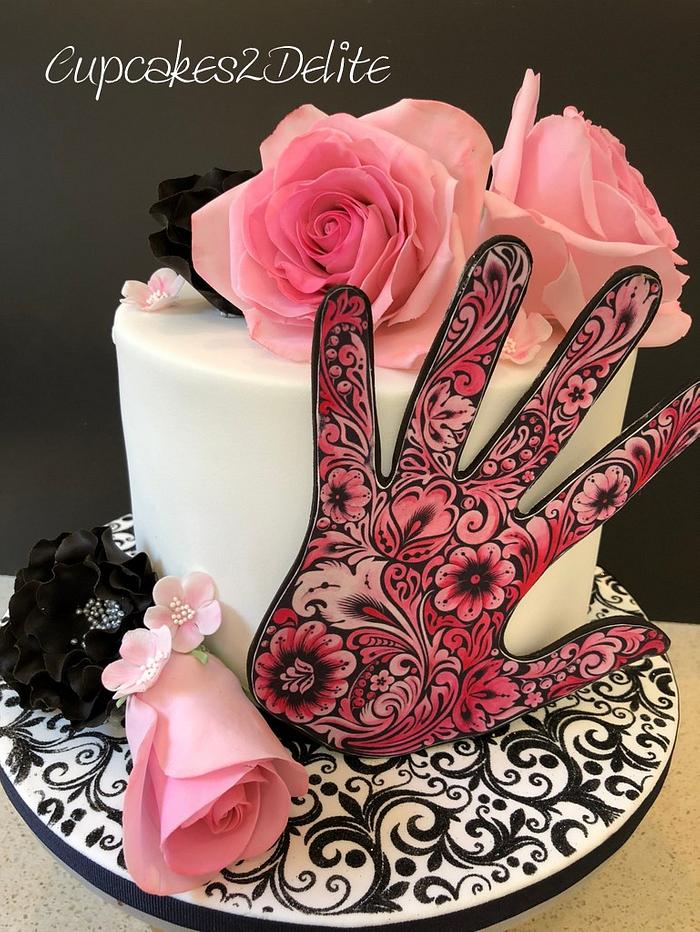 Swirls & Roses Birthday Cake