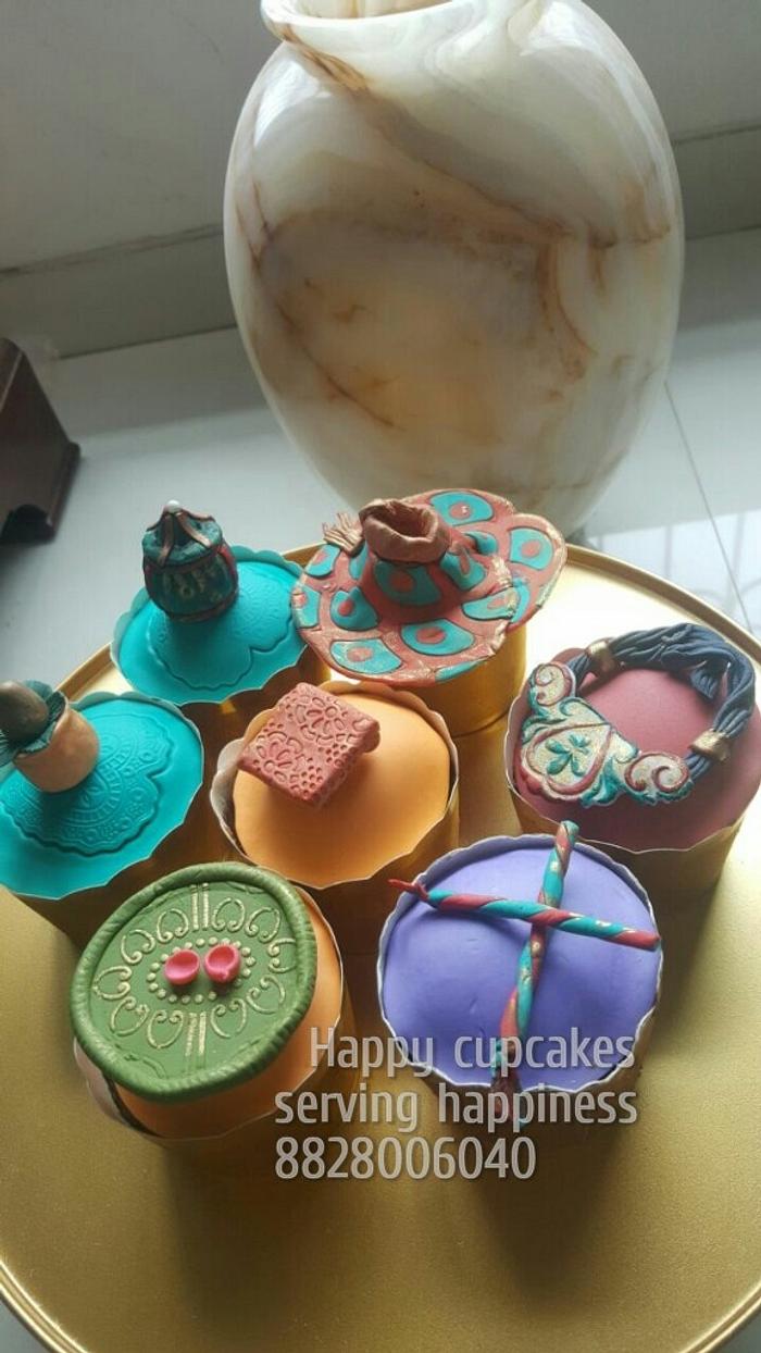 Navratri theme cupcakes