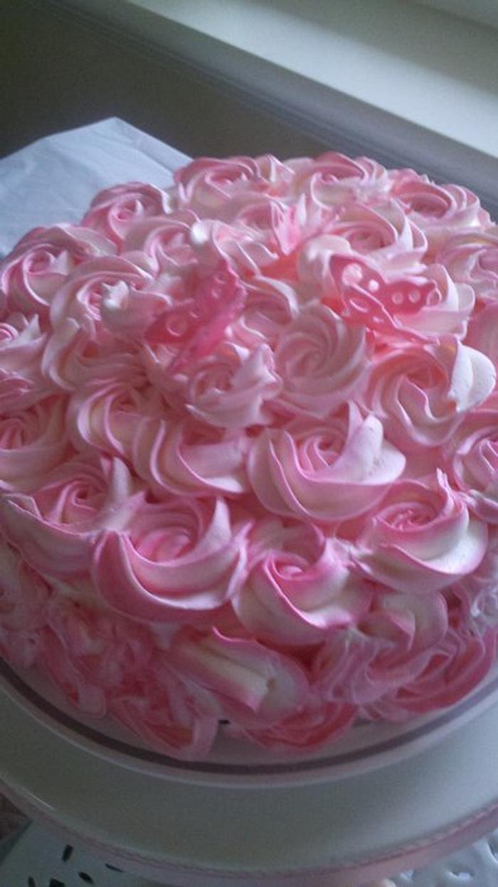 Pink Ribbon Rose Cake
