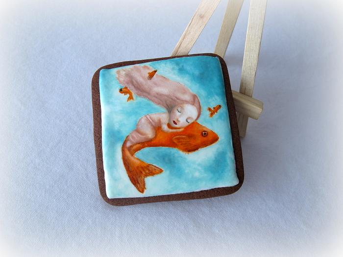 Under the sea.Paint chocolate cookie. 
