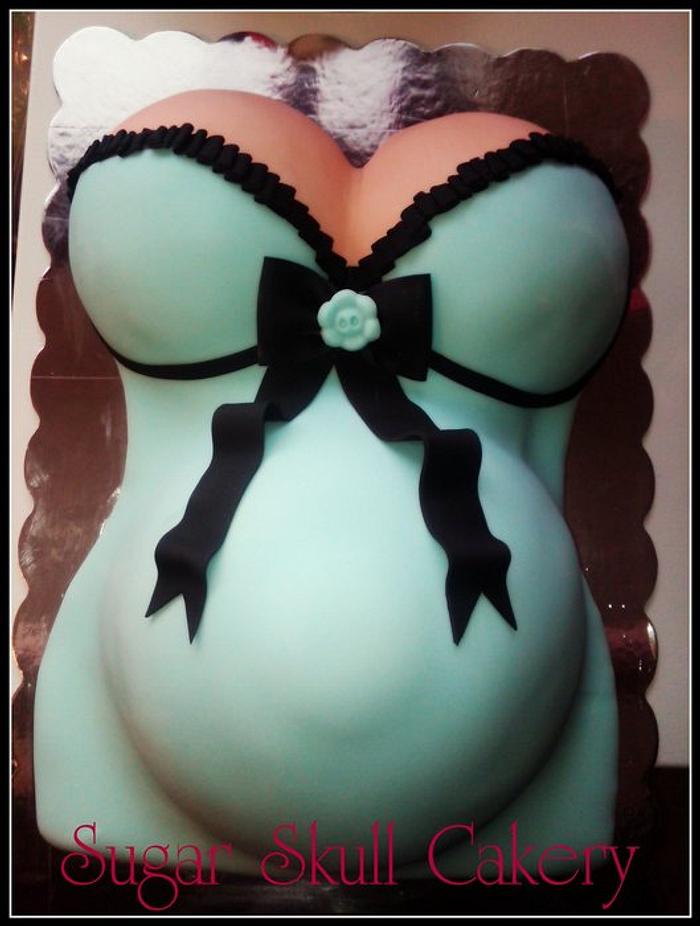 Pregnant Belly "Lot's of Cleavage" Baby Shower Cake;)
