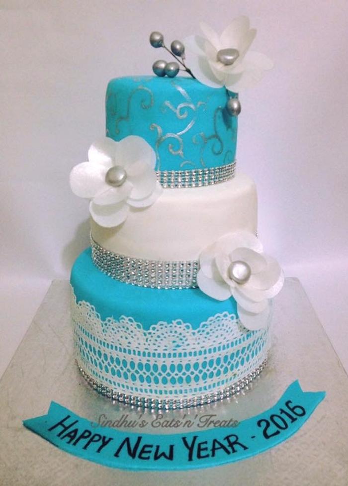White and blue cake 