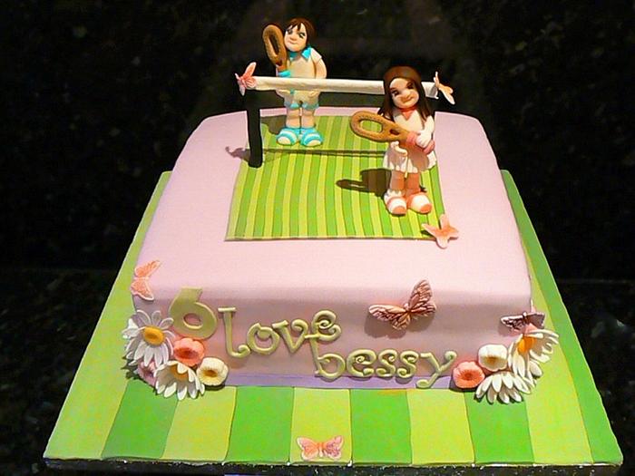 Girlie tennis theme cake 