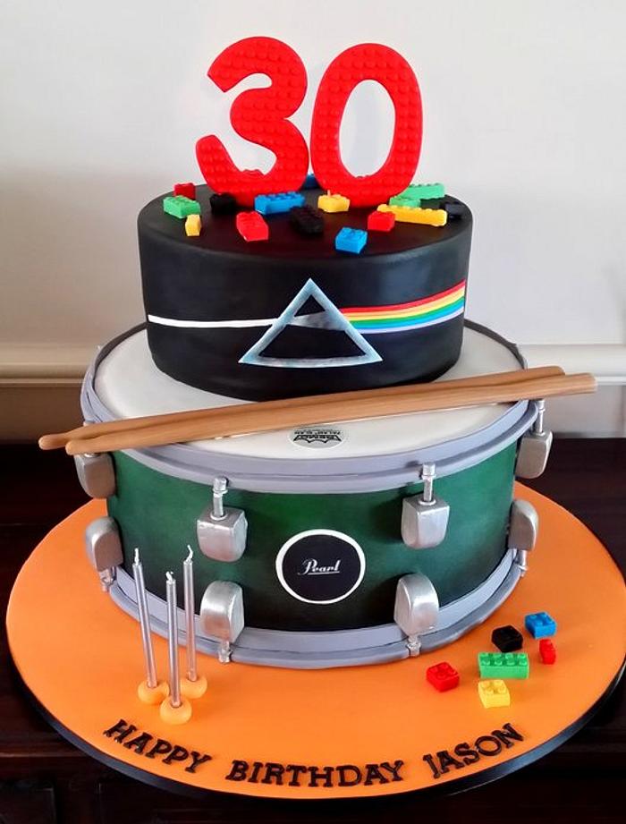 Lego, Pink Floyd and Drum 30th Birthday Cake