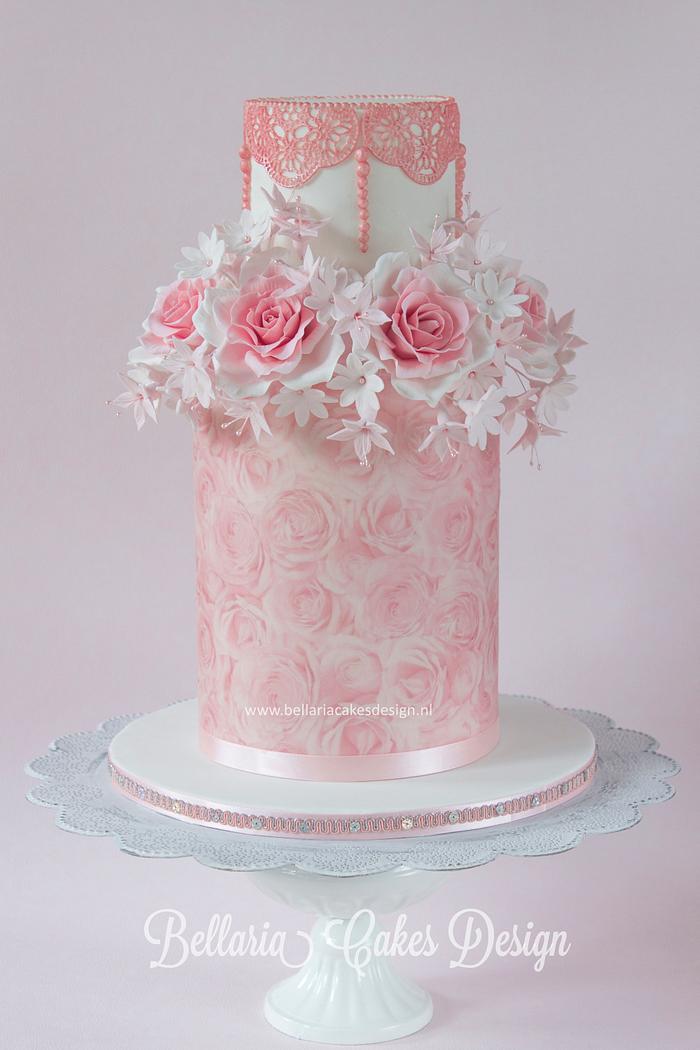 Pink roses - Decorated Cake by Bellaria Cake Design - CakesDecor