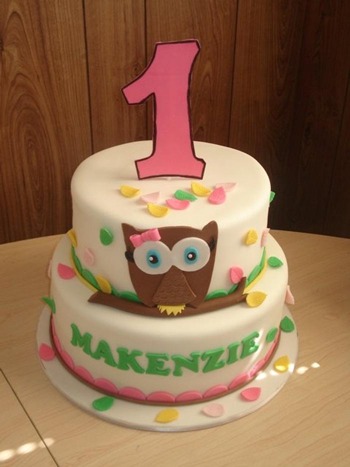 Owl 1st Birthday Cake 