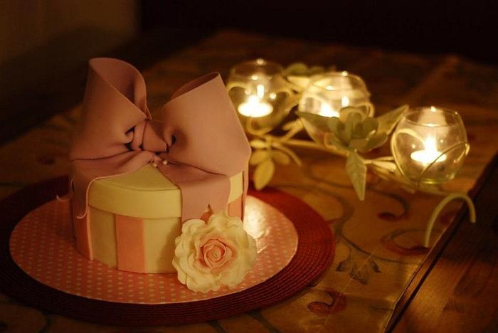 Cake with a large bow.