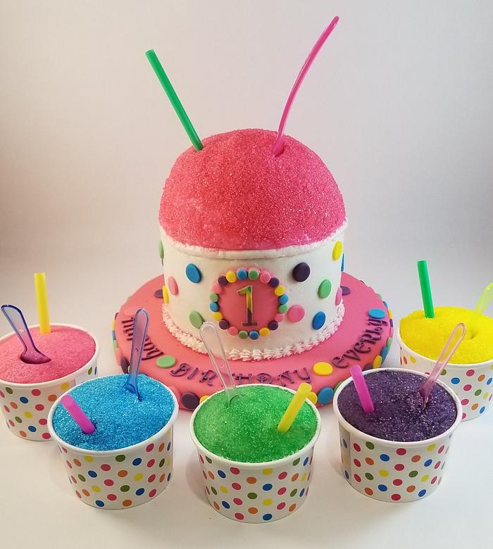 1st birthday Snowball smash cake & cupcakes