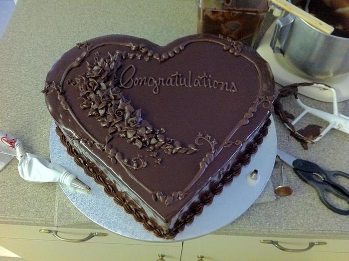 Chocolate Ganache Heart Shaped Cake