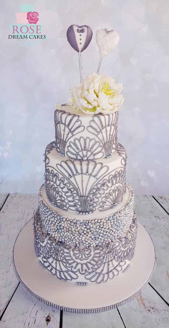 Vintage Art Nouveau wedding Cake