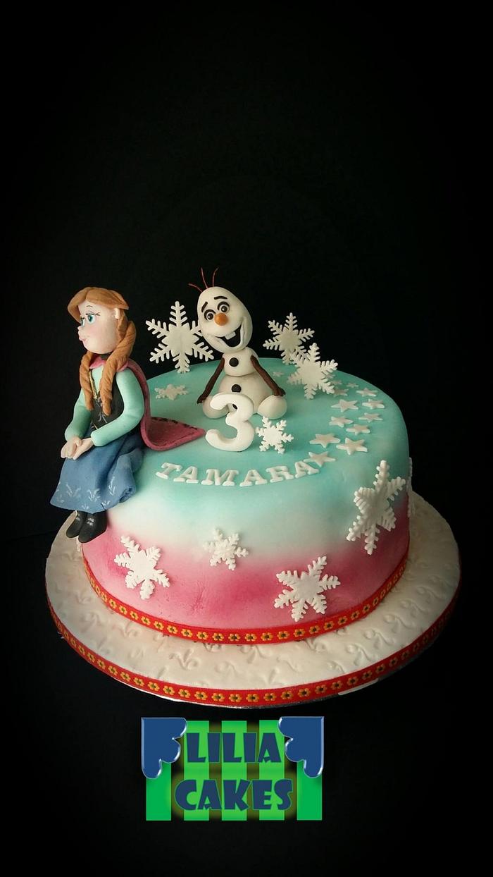 Anna and Olaf Cake