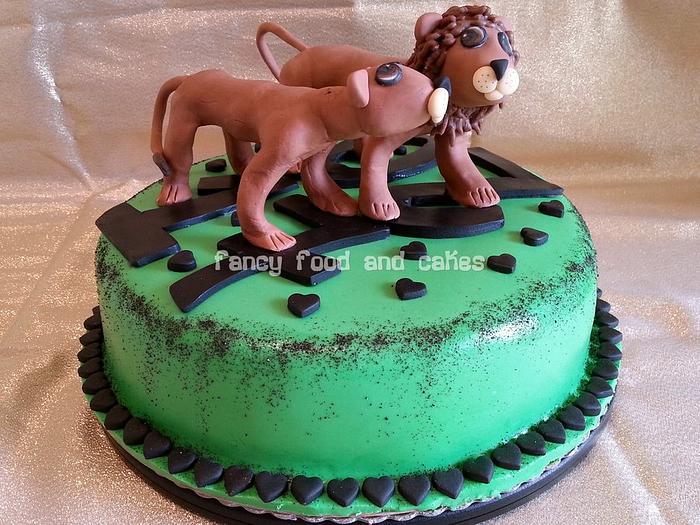 Lions in love cake