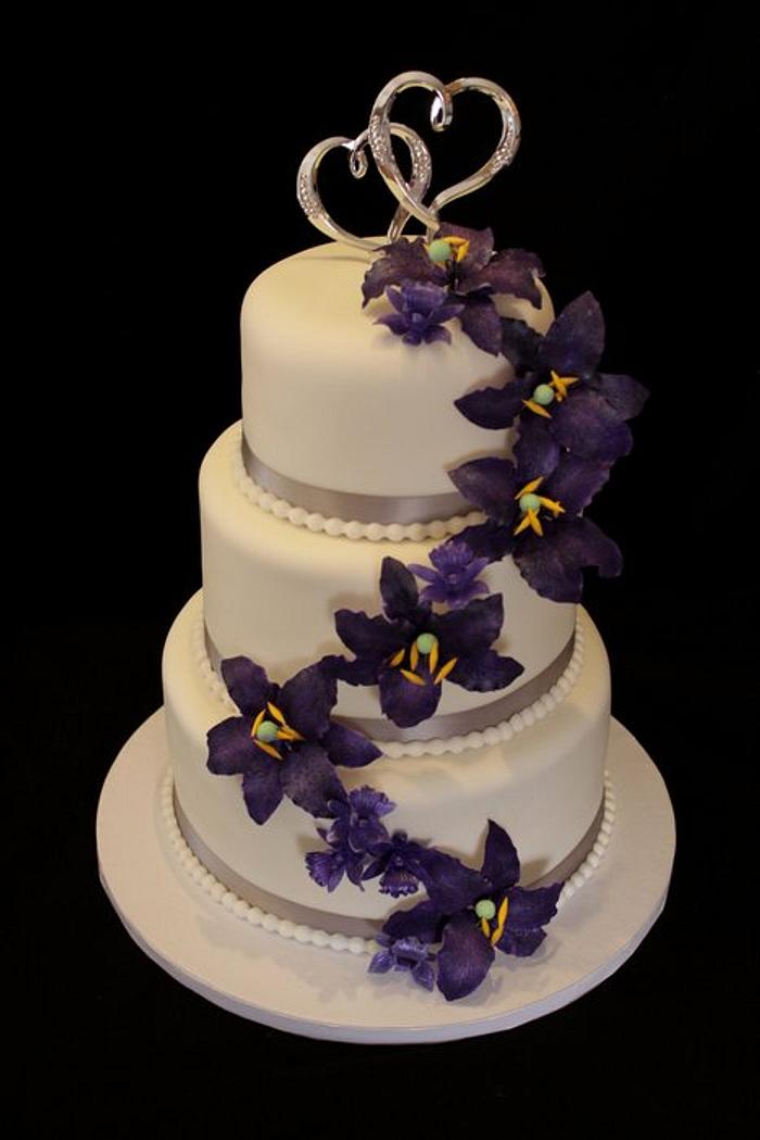 Purple Lily wedding cake