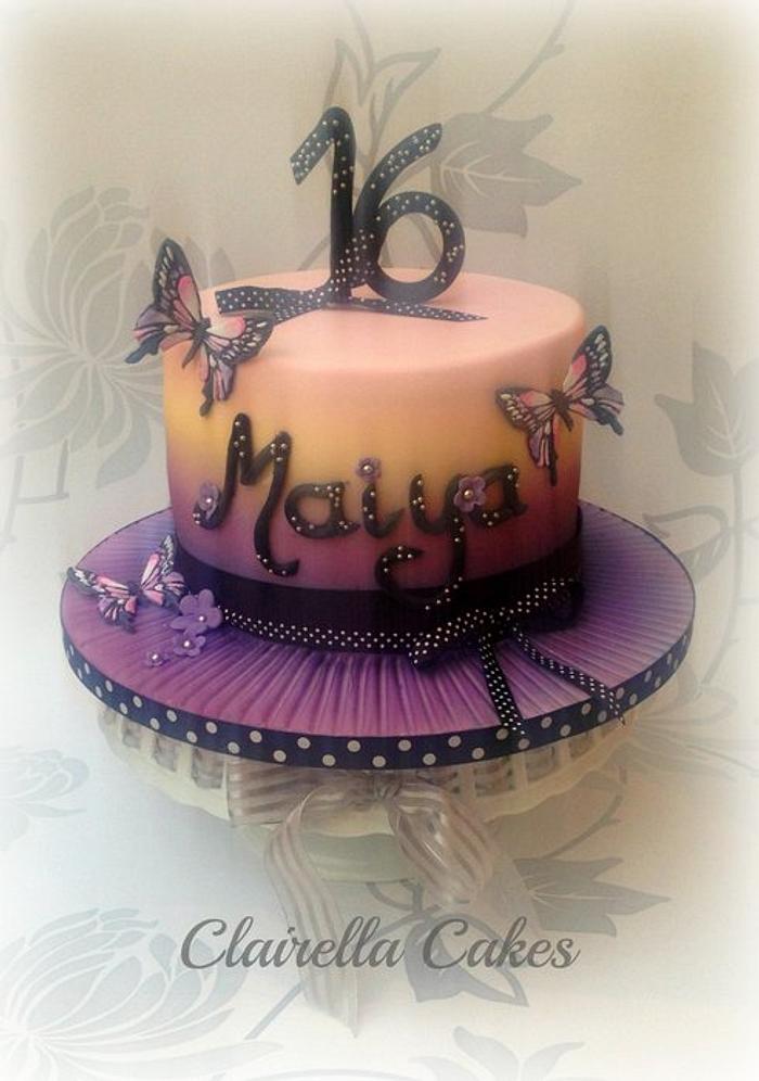 Sunset Butterfly Cake by Clairella Cakes