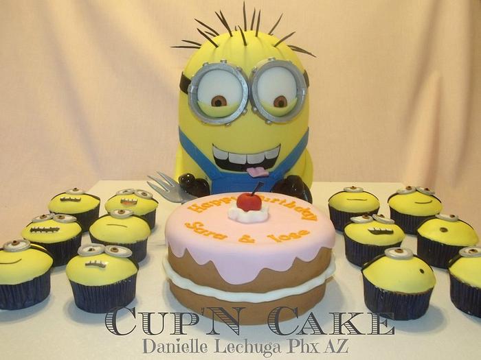 Minion cake and cupcakes