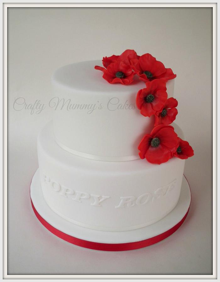 Rememberance Sunday Christening cake for Poppy Rose