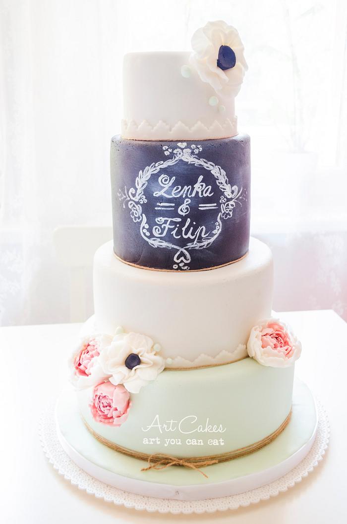 Chalboard Pastel Wedding Cake