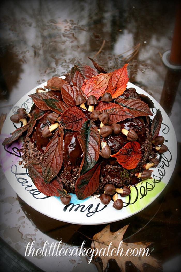 Chocolate Autumn Leaves Cake